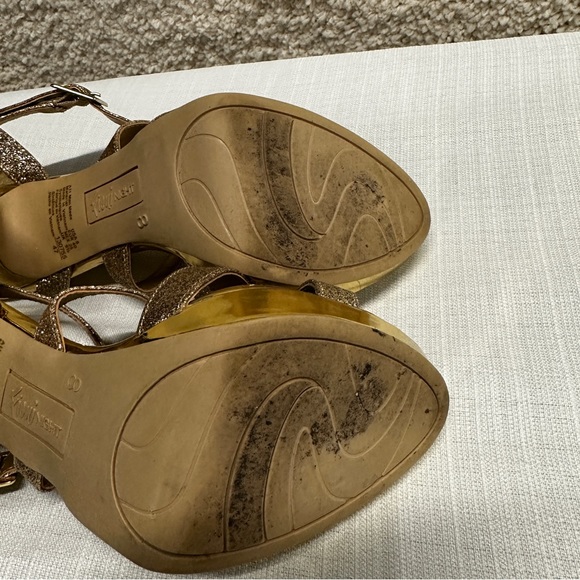 Women’s Fioni Night Open Toe Strappy Heels Gold Glitter Size 8 - Picture 8 of 13